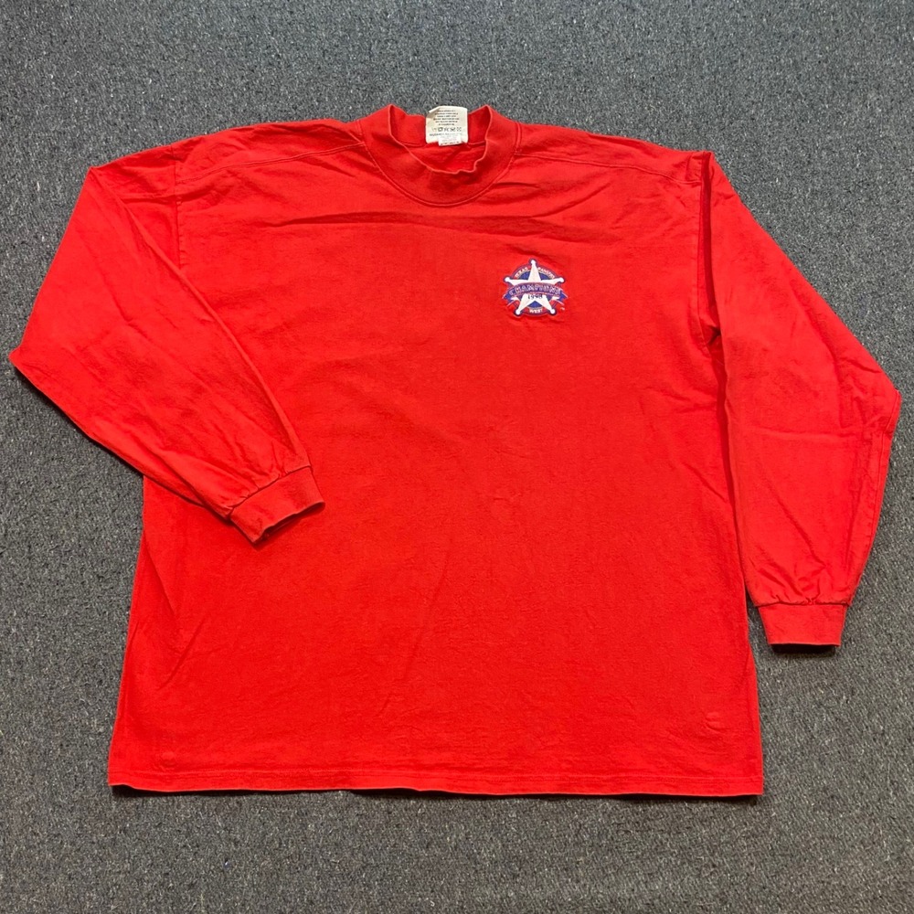 Lee Sport Texas Rangers 1998‎ Champions Sz 2XL Mens Red 90s Vintage TShirt USA